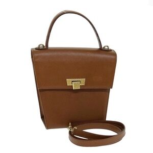 Vintage 1970s Christian Dior Brown Leather Top Handle Bag
